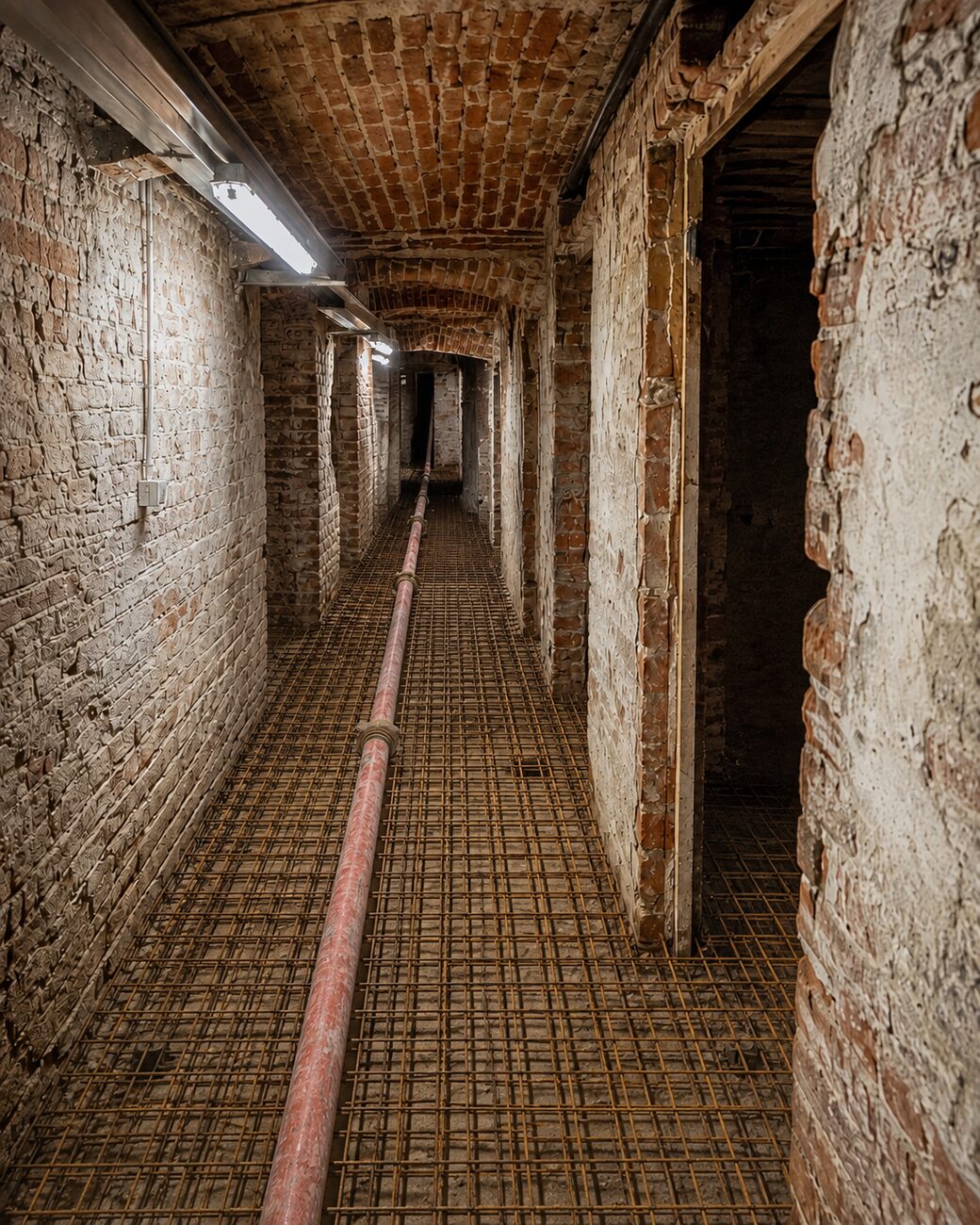 Cantine, pavimentazione: rete e impianti nel corridoio