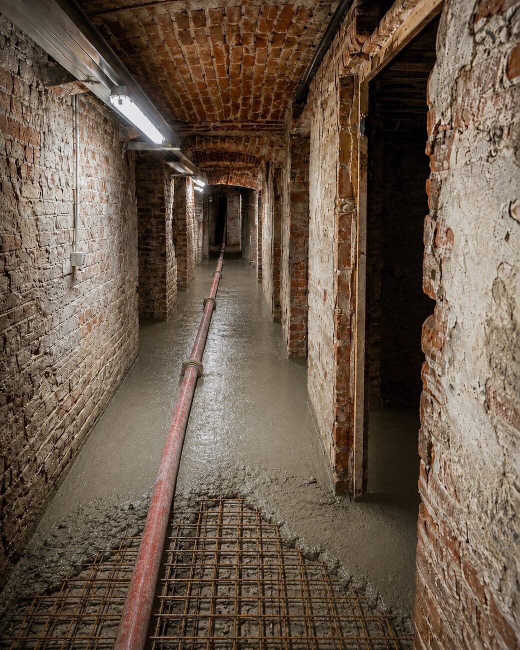 Cantine, pavimentazione: getto in avanzamento